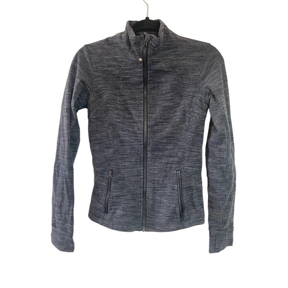 Lululemon Forme Jacket Heathered Black Zip Pockets Size 4 - Picture 1 of 6